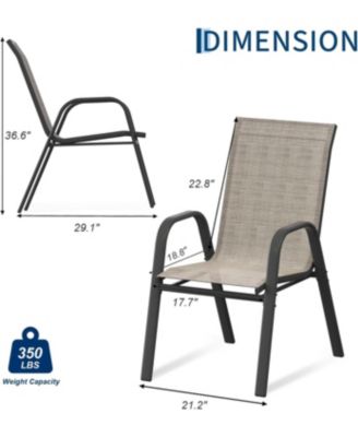Patio Chairs Set of 4, Outdoor Stackable, Textilene Fabric Dining Chairs