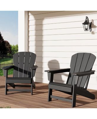 Modern HDPE Plastic Adirondack Chair Set of 2 - Weather Resistant Outdoor Patio Firepit Chair
