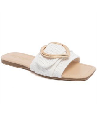 Women's Zapphire Heart Buckle Slide Flat Sandals