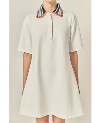 Women's Knitted Collar A-Line Shirt Dress