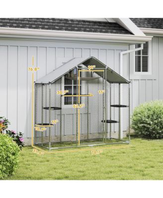 Walk-in Catio Outdoor Cat Enclosure with Waterproof Cover & Hammock