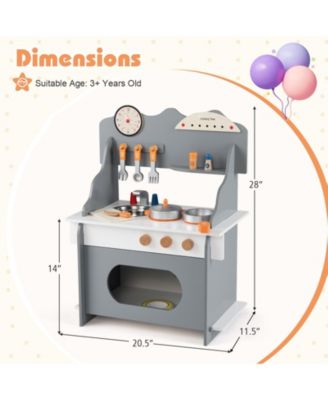 Wooden Play Kitchen for Kids with Clock Pretend Play Set 3