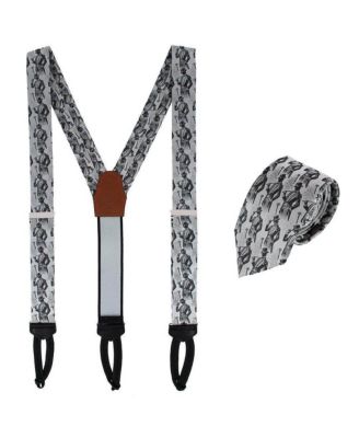 Men's Ambrose Dapper Night Silk Formal End Suspenders and Necktie Set