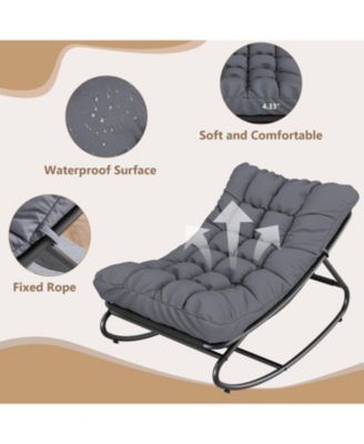 2 Pcs Outdoor Rocking Papasan Chairs, Lounging Chair with Removable Cushions, Sturdy Metal Frame, Padded Seat for Patio, Garden, Nursery