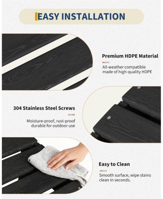 Folding Adirondack Ottoman Set of 2 - HDPE All-Weather Outdoor Footrests for Patio, Deck, Poolside