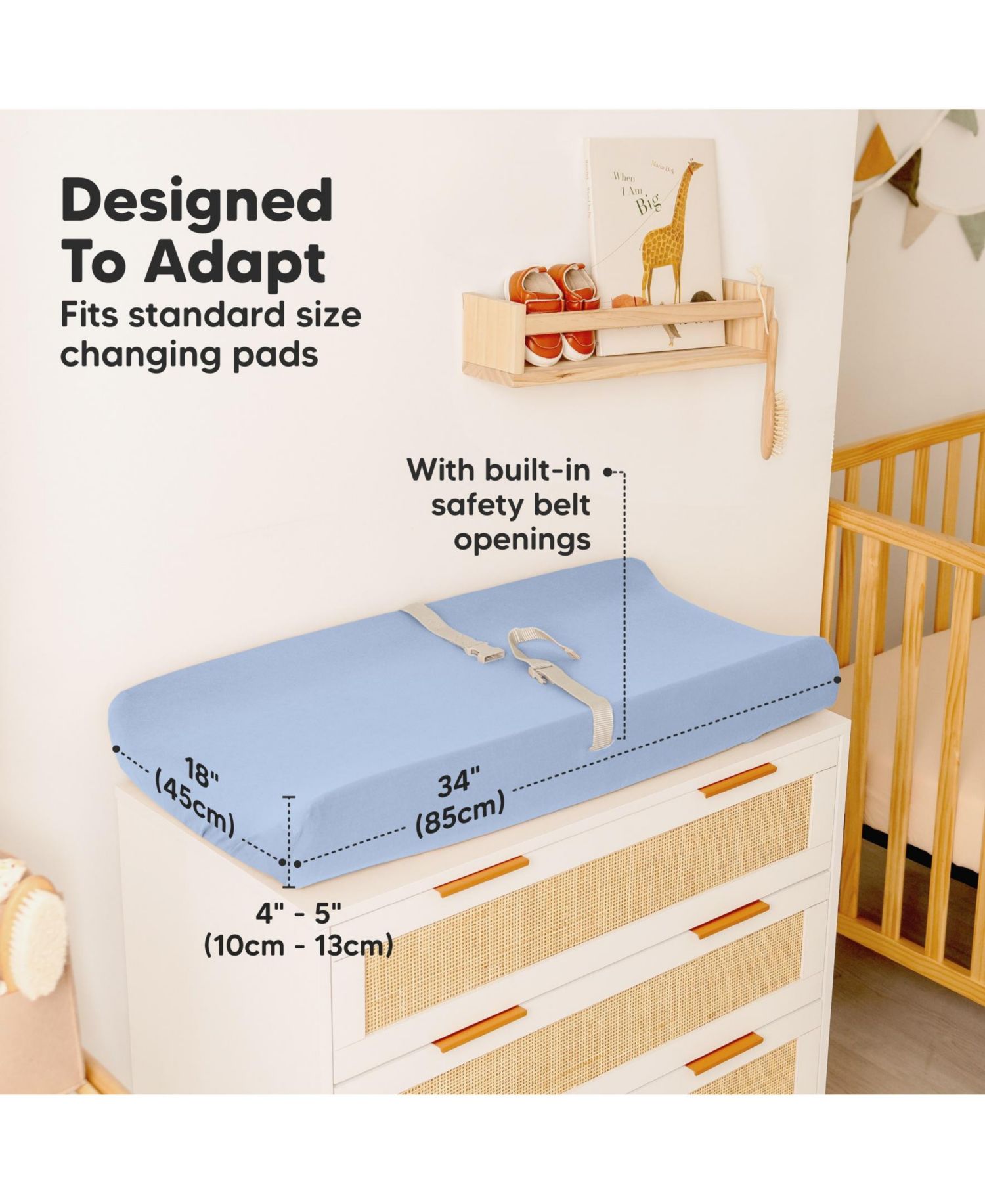 2pk Soothe Changing Pad Covers for Girl, Boy, Soft Cotton Contoured Diaper Changing Table Pad Covers