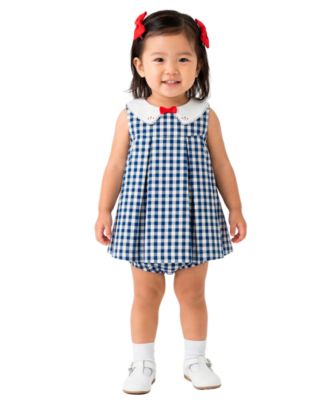 Baby Girls' Scallop-Collar Dress & Panties with Hairclip, 2-Piece Set