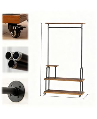 Heavy Duty Industrial Pipe Garment Rack with Wheels for Home and Office