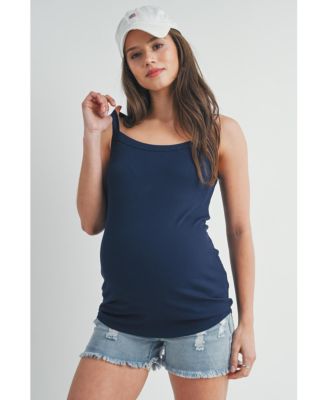 Maternity Ribbed Square Neck Sleeveless Tank Top