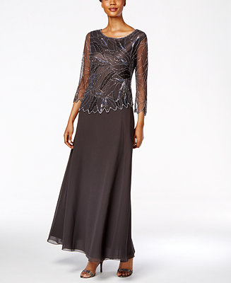 J Kara Embellished Beaded A-Line Gown & Reviews - Dresses - Women - Macy's
