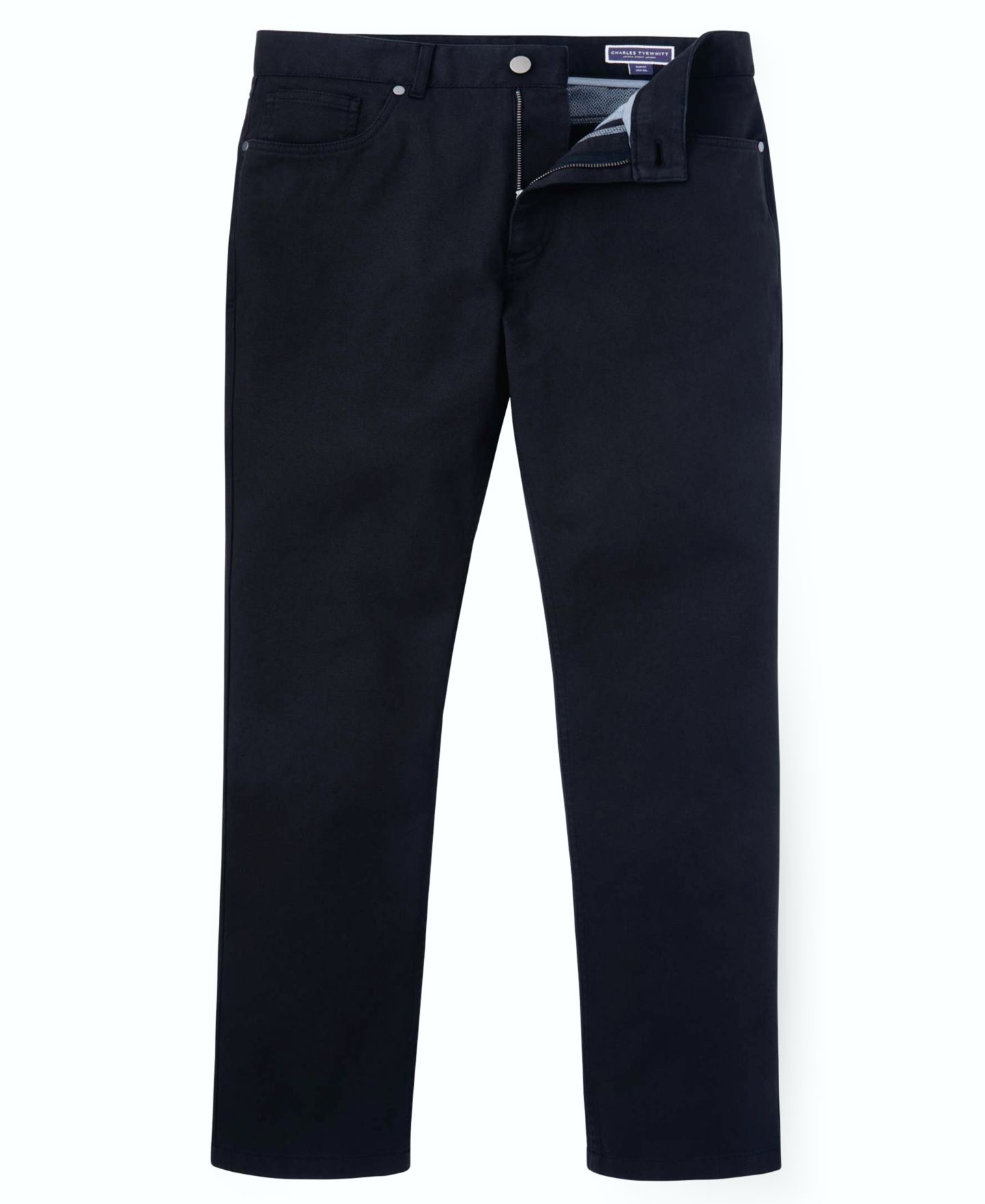 Мужские джинсы Charles Tyrwhitt Slim-Fit Garment-Dyed Twill, цвет: Тёмный тёмно-синий — фото 4