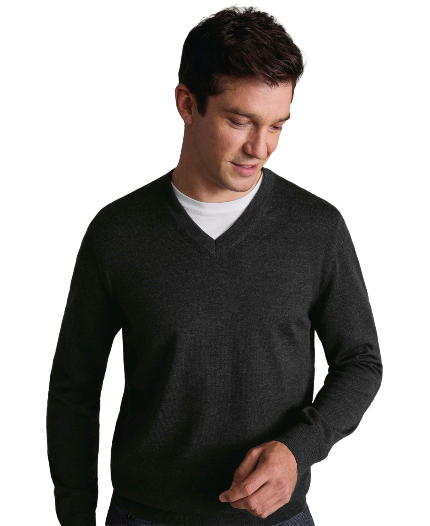 Мужской свитер Charles Tyrwhitt V-Neck Regular-Fit, цвет: Тёмный угольный — фото 2