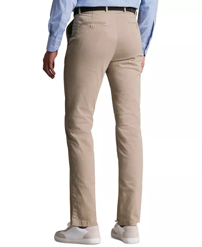 Men's Tan Slim-Fit Washed Chino Pants - thumbnail 3