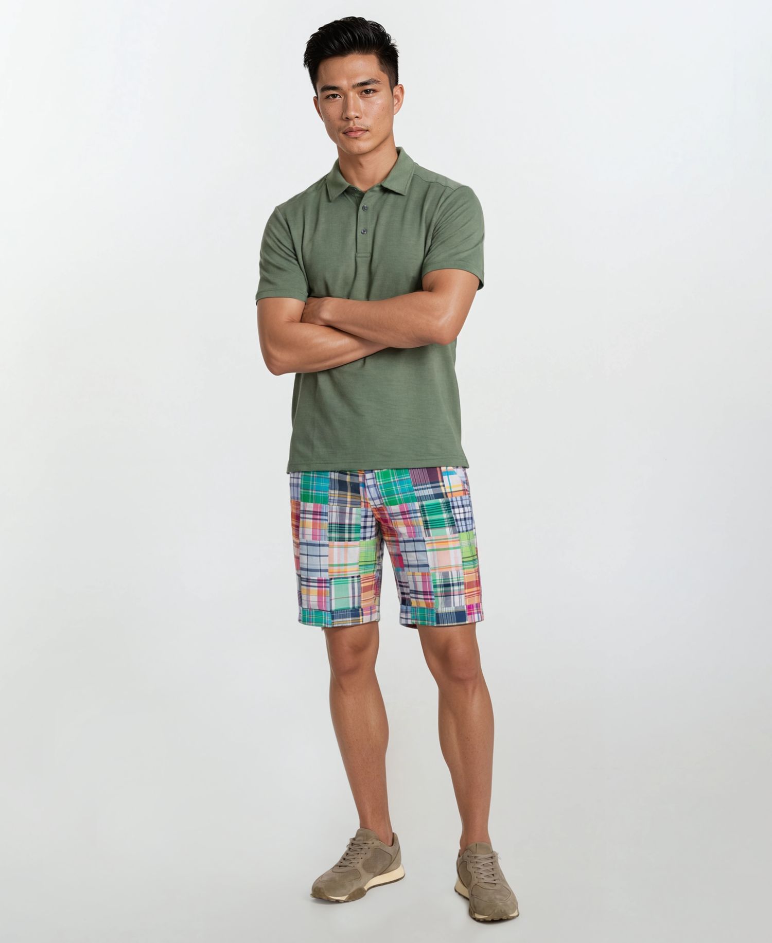 Men's Patch Detail Flat-Front Shorts