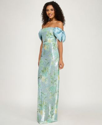 Juniors' Off-Shoulder Sequin Maxi Dress
