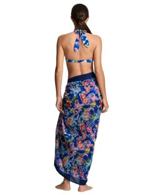 Women's Printed Border Swim Pareo Cover-Up Skirt