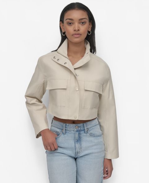 Женские куртки DKNY Jeans Coated Water Resistant Cropped Utility Jacket