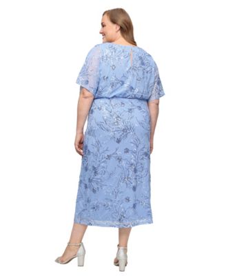 Plus Size Round-Neck Blouson Sequin Dress