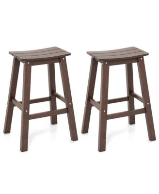 29'' Patio Bar Stool Set of 2 w/ Curved Seat and Footrests for Backyard Outdoor