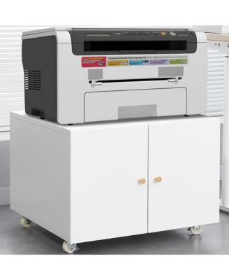 File Cabinet on Wheels, Mobile Metal Printer Stand with 2 Doors and Adjustable Shelf for Home Office, Small Spaces