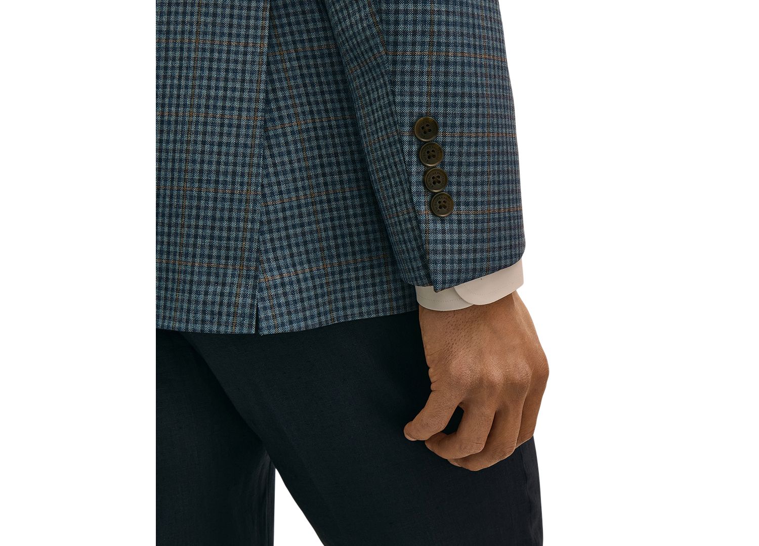 Мужской клетчатый блейзер классического кроя из стрейчевой ткани Brooks Brothers