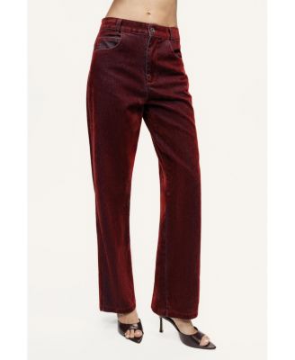 Women's Velvet Straight-Leg Pants