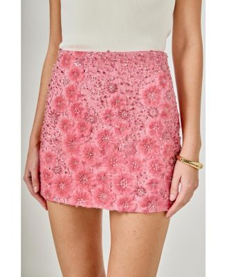 Women's Floral sequins mini Skirt