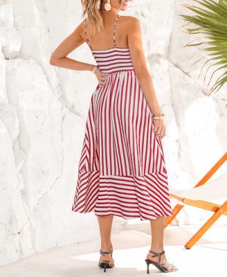 Women's DM Me Striped Midi Beach Dress
