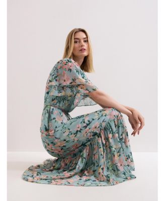 Women's Violet V-Neck Maxi Dress