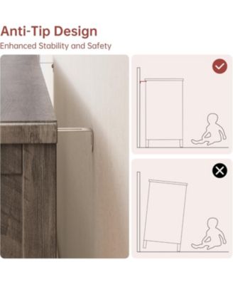 Vintage 8 Drawer Dresser with Tapered Legs, Wood Wide Chest of Drawers for Bedroom, Living Room, Entryway, Distressed Wood Finish