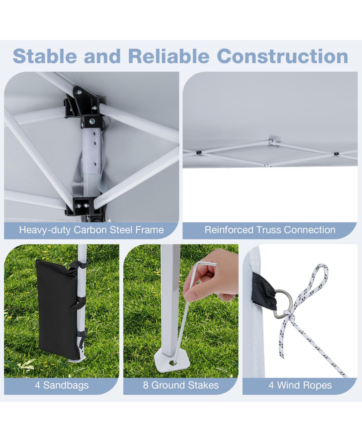 Mecale 10x10 ft Pop-Up Canopy Tent with Carry Bag and 4 Sandbags