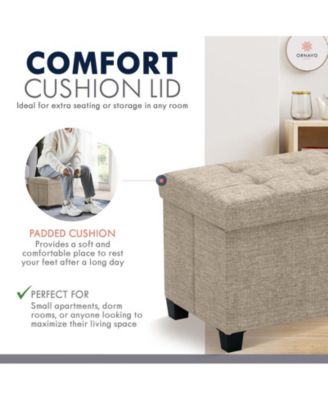Small Rectangle Storage Ottoman Foot Stool with Legs
