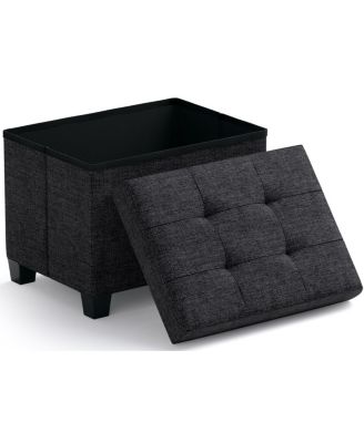 Small Rectangle Storage Ottoman Foot Stool with Legs