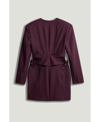 Women's Tailored Pinstripe Wrap-Waist Mini Dress