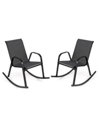 2 PCS Patio Rocking Chair Outdoor Ergonomic Rockers w/ Breathable Fabric Seat