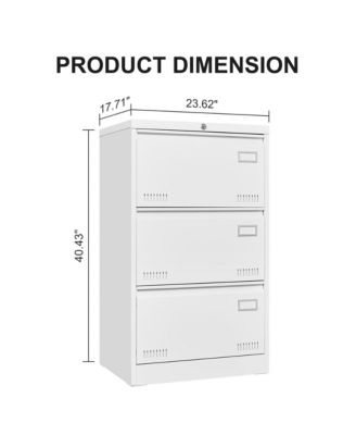 3 Drawer Lateral File Cabinet, Locking Metal File Cabinet, Wide Filing Organization Cabinet for Letter/Legal/F4/A4