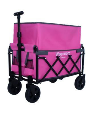 All-in-One Convertible Folding Wagon Cart - Expandable Dual-Layer Wagon with All Terrain Wheels, 225lbs Capacity for Camping, Grocery