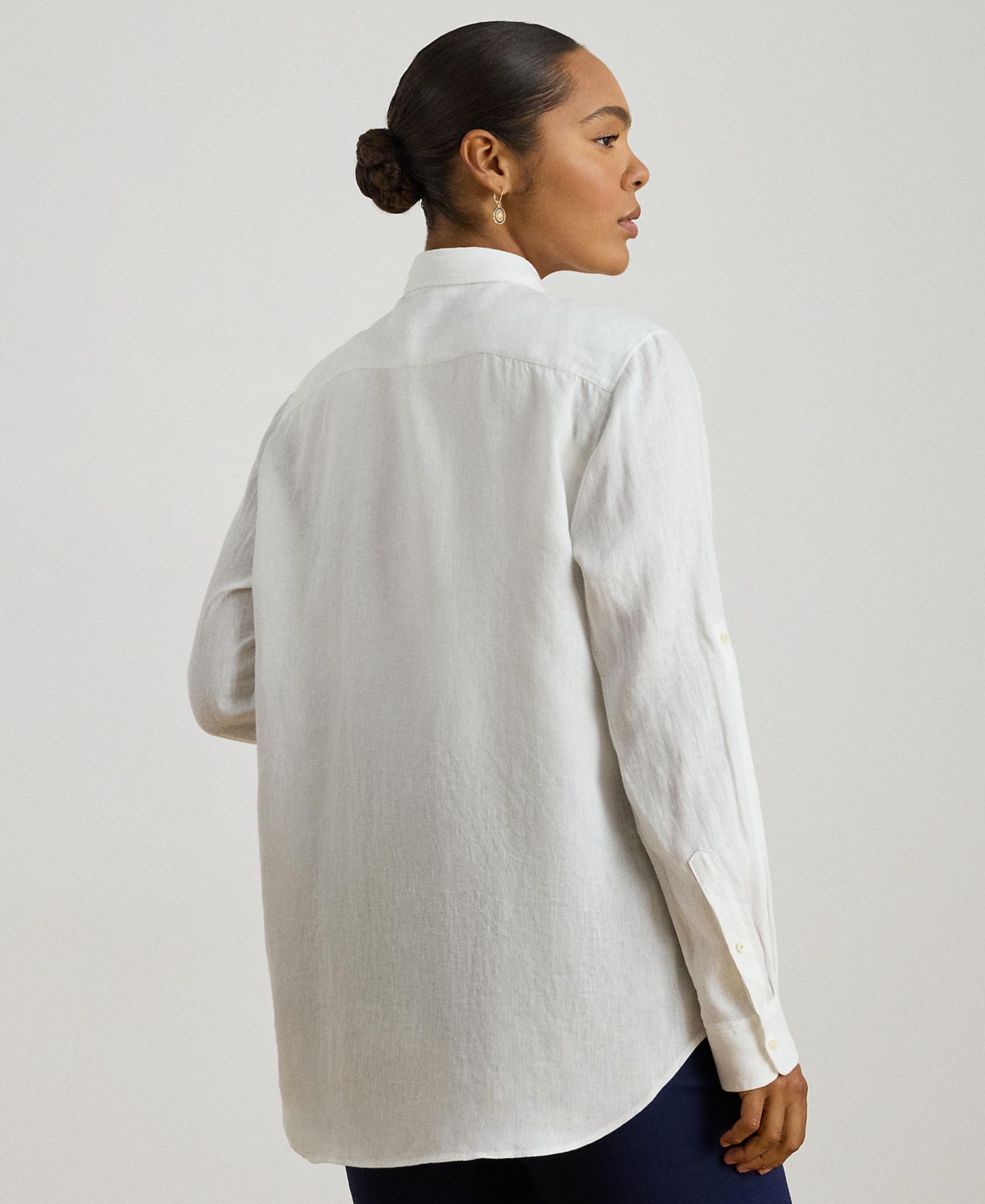 Женская рубашка Lauren Ralph Lauren Plus Size Roll-Tab, цвет: Белый — фото 5