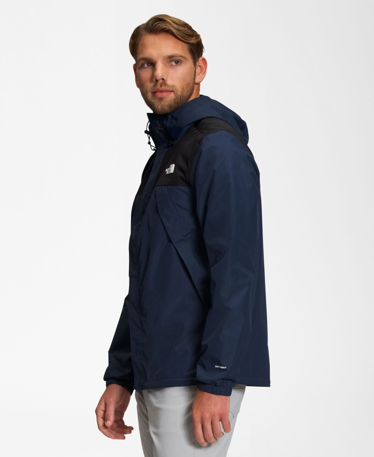Мужская куртка The North Face Antora Waterproof Rain, цвет: Снежный тёмно-синий / Чёрный — фото 2