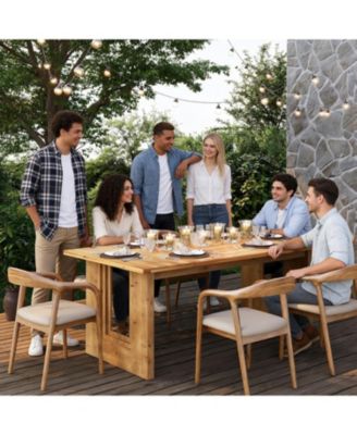 Solid Wood Dining Table for 6 People Rectangle Kitchen Table, Large Farmhouse Dinner Table for Dining Room, Living Room