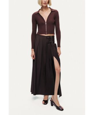 Women's Zip-Front Ribbed Knit Top