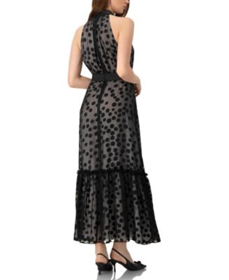 Women's Halter Neck Polka Dot Maxi Dress