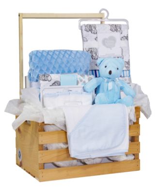 3 Stories Trading Baby Boys' & Baby Girls' Necessities Baby Shower Wardrobe Gift Crate, 16 Piece Set - Blue