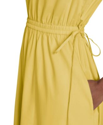 Women's Cotton Drawstring Sleeveless Midi Dress
