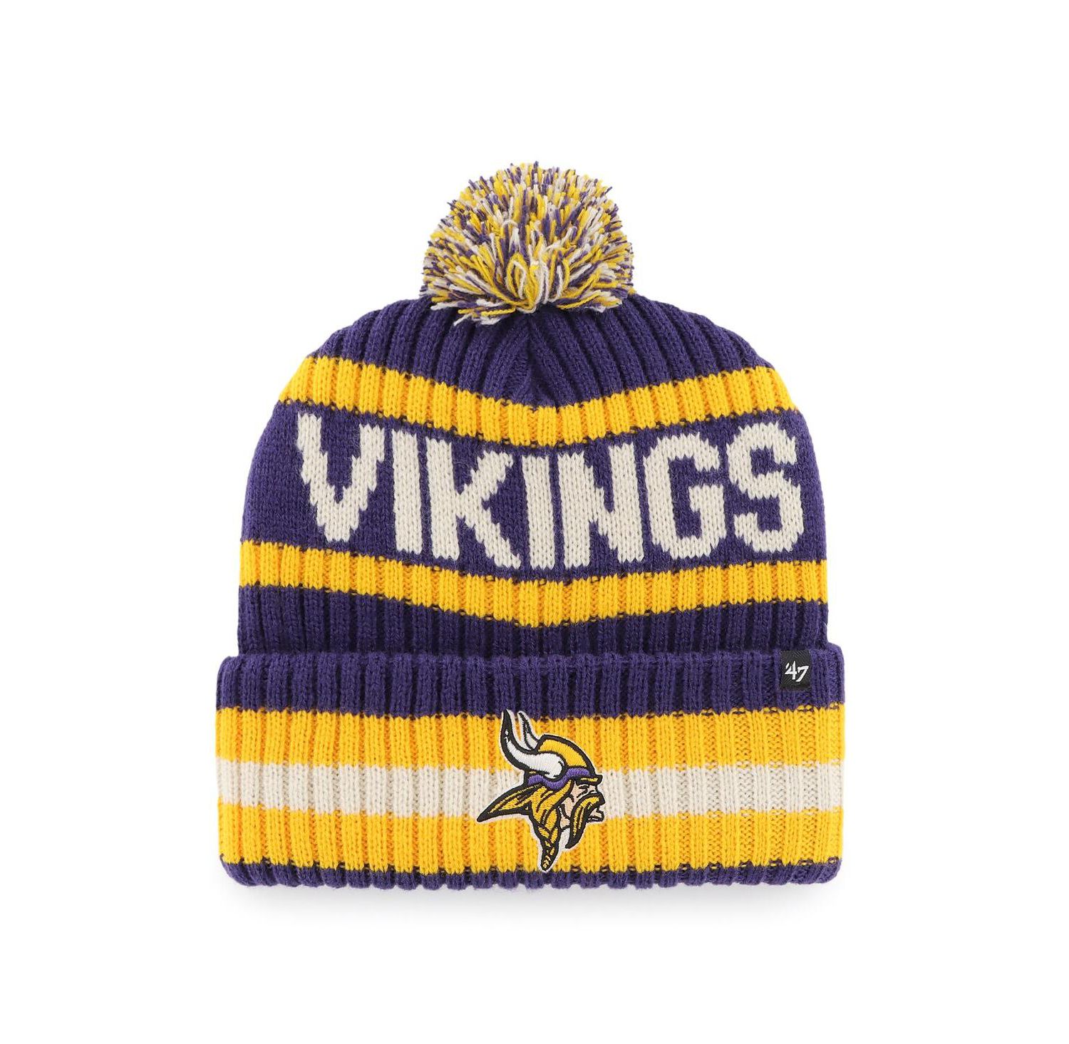Men's Purple Minnesota Vikings Bering Cuffed Knit Hat with Pom