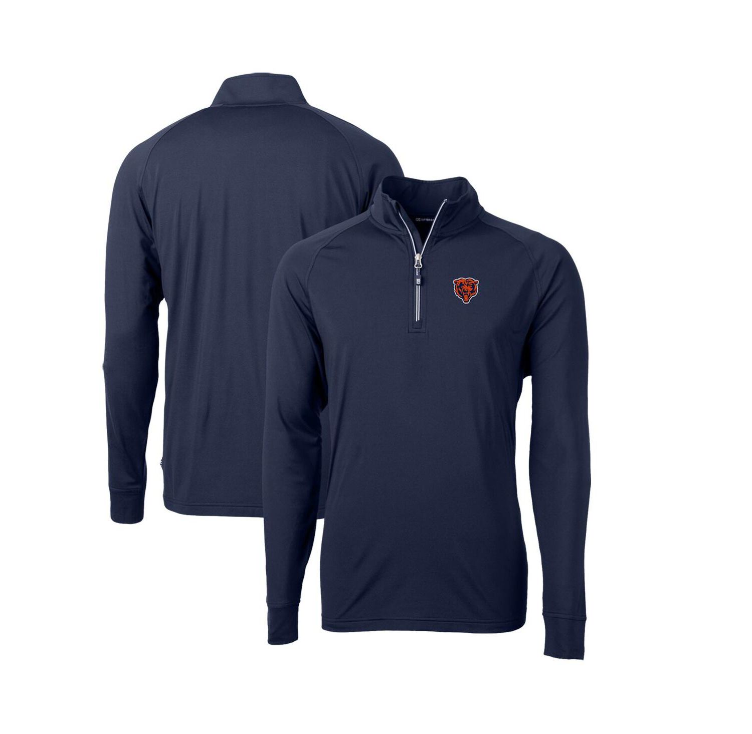 Men's Navy Chicago Bears Adapt Eco Knit Stretch Big & Tall Quarter-Zip Throwback Pullover