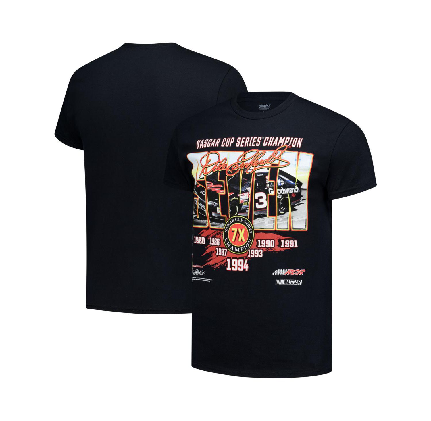 Men's Black Dale Earnhardt 1-Spot Seven Championships T-Shirt