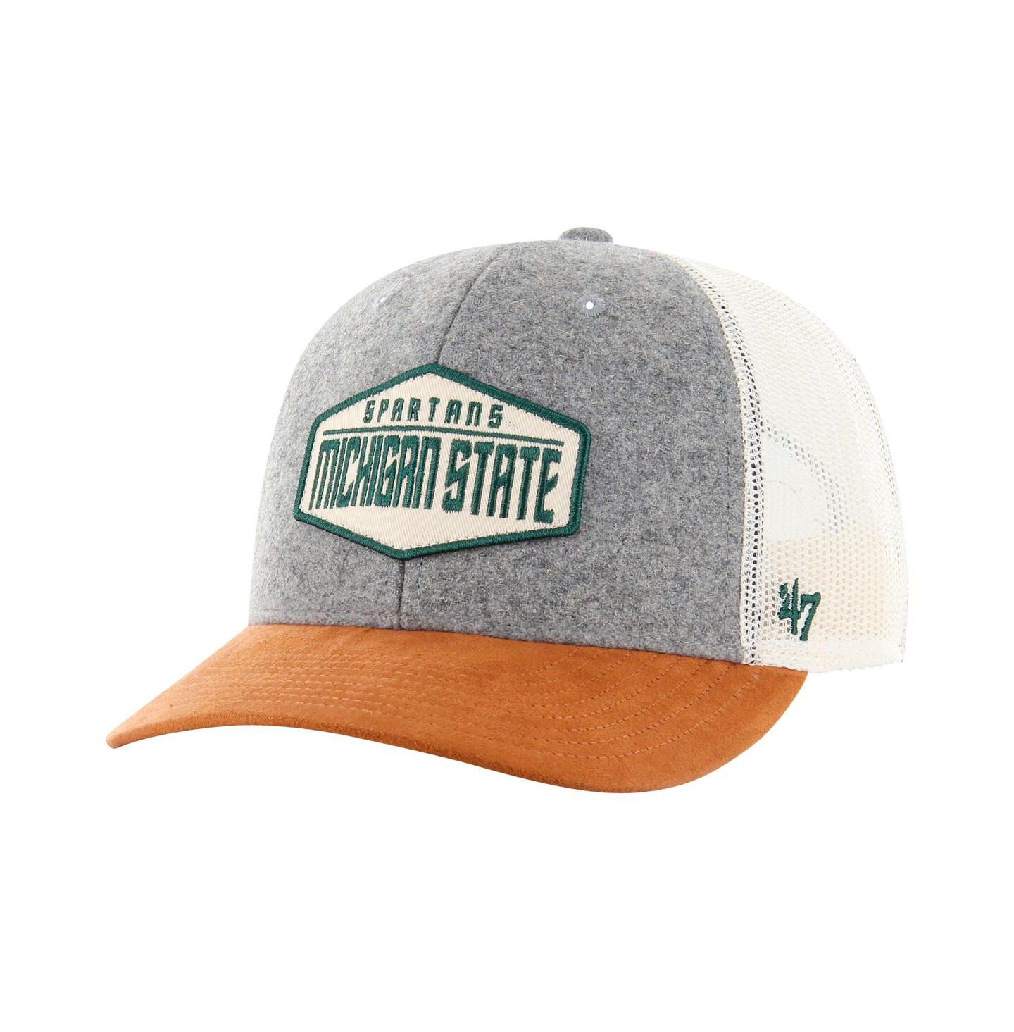 Мужская кепка '47 Brand Heather Gray Michigan State Spartans Drover Trucker Adjustable Hat — фото 1