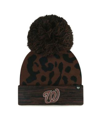 Women's Brown Washington Nationals Rosette Cuffed Knit Hat with Pom