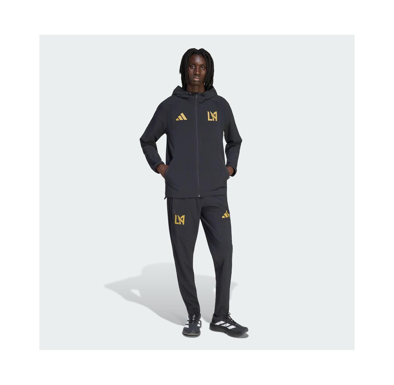 Men's Black LAFC Tiro Travel Full-Zip Hooded Windbreaker